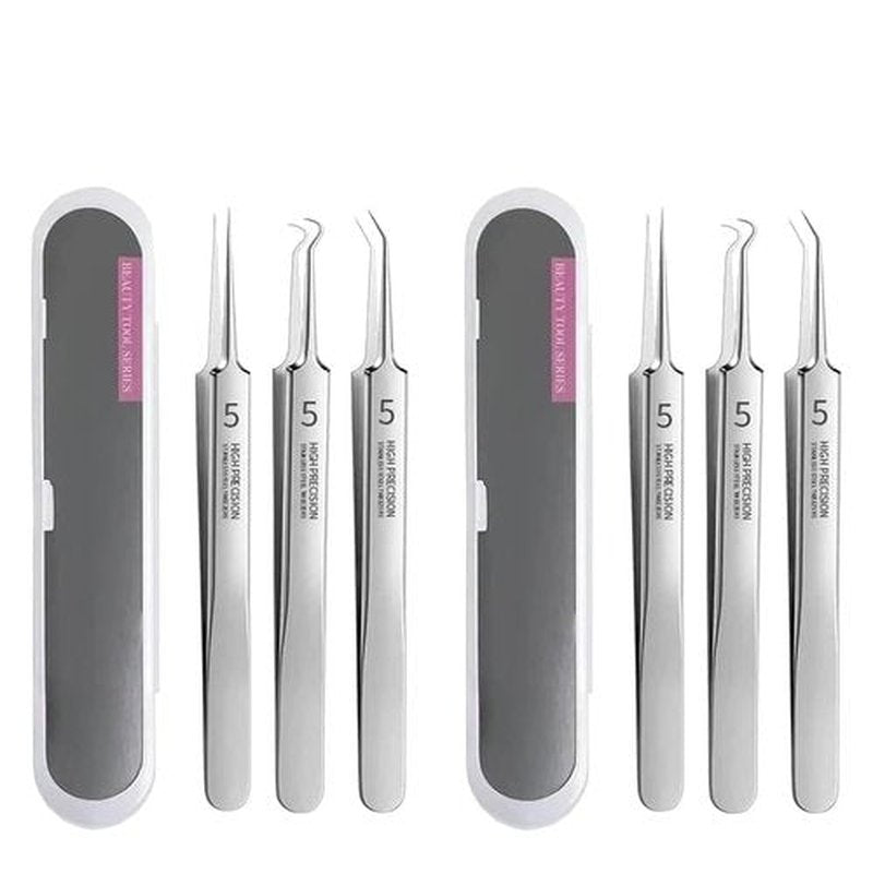 Usiveinborn Blackhead Remover, Usiveinborn Tweezers, Usiveinborn Professional Facial Blackhead Remover Tweezers, Pimple Popper Tool Kit, Ingrown Hair Tweezers (2Set-6pcs)