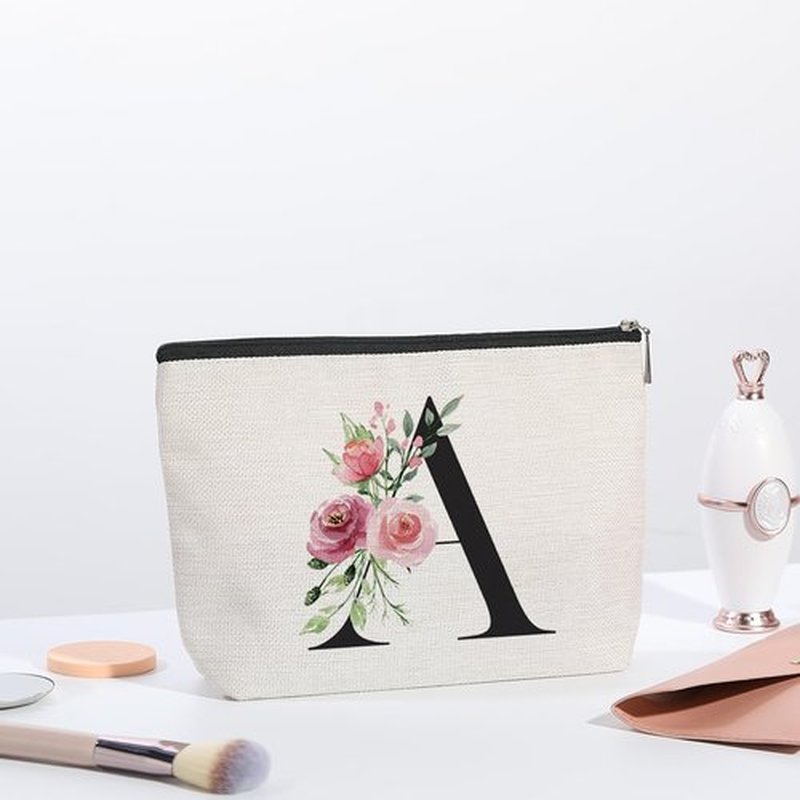 kdxpbpz Initial Make up Bag, Personalized Gifts for Women, Bridesmaid Gifts, Birthday Gifts for Women Mom, Gifts for Best Friend, Bride Bridesmaid Cosmetic bag (Letter A)