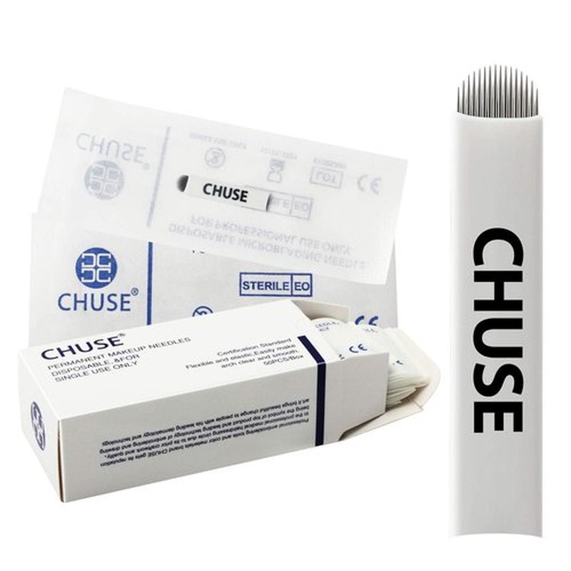 Chuse A16 50pcs Permanent Makeup Manual Eyebrow Tattoo Arc Blade 16 Curved Needles