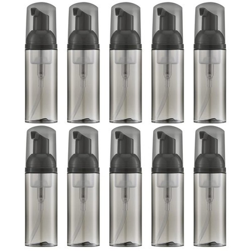 Owlyee 2oz Foam Bottle (10PCS) Empty Foaming Pump Dispenser for Hand Soap, Lash Cleanser, Shampoo to Travel (60ml, Black)