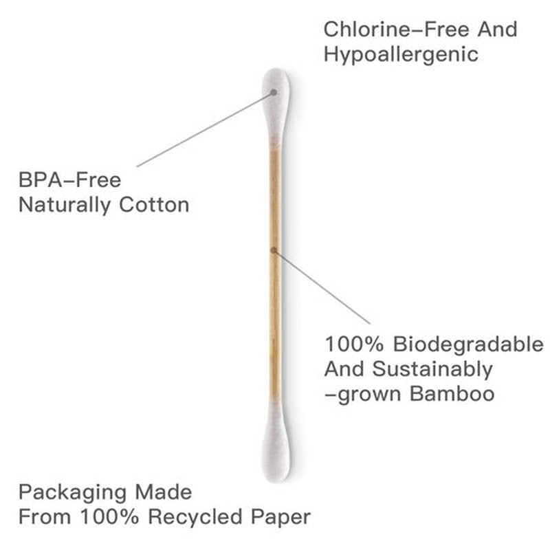 Bamboo Cotton Swabs - 2000 Count - FSC Certified and PETA Approved, Eco Friendly Double Tips, Plastic Free Ear Sticks, All Natural 100% Biodegradable Organic Cotton Buds by Isshah