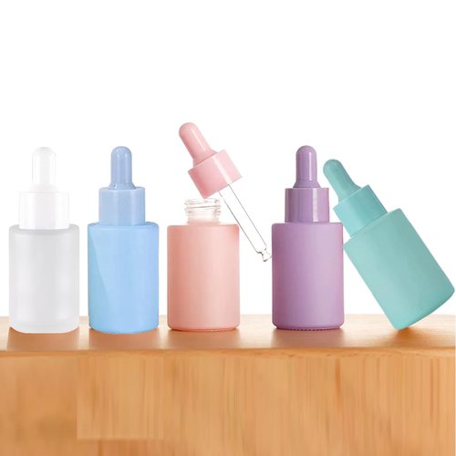 AGENIZ 4 Pack 1oz Glass Dropper Bottle,Clear Frosted Glass Dropper Bottles with 2 Funnels & 2 Lotion Pumps,30 ml Eye Dropper Bottles For Essential Oils,Serums,Lotion,Tincture Bottles (F-Clear frosted)