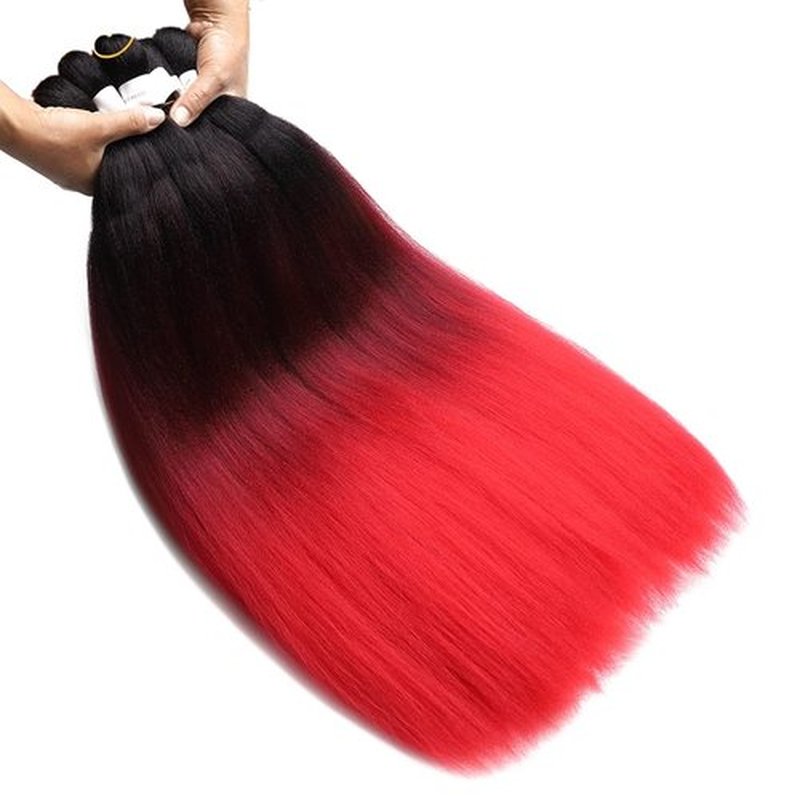 Pre Stretched Braiding Hair 26 Inch 3packs High Temperature Synthetic Fiber Braiding Hair Pre Stretched Hot Water Setting for Braids Soft Yaki Texture (26inch,Black-Burgundy-Red)