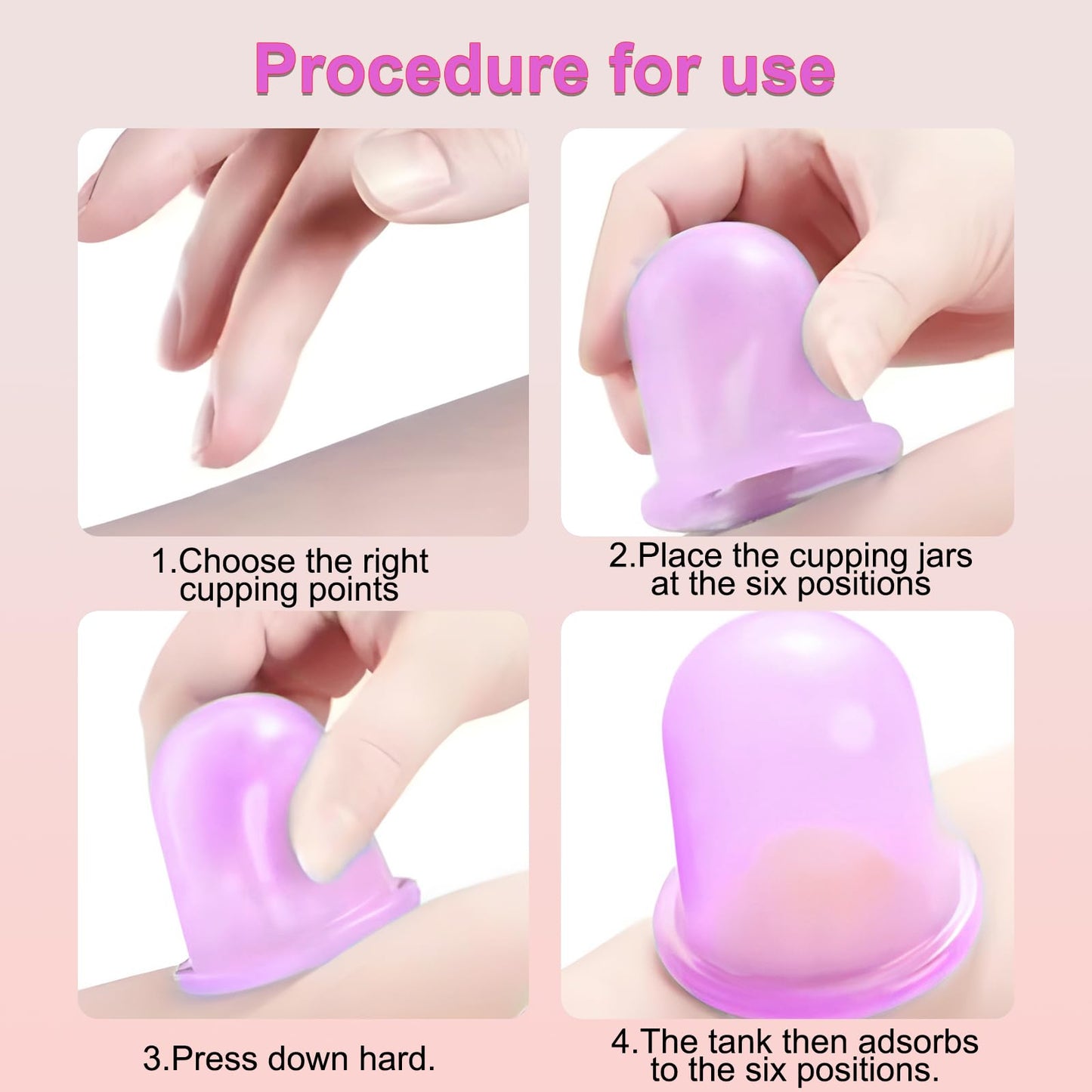 JIELUO Facial Cupping Set Silicone Anti Cellulite Cup Vacuum Suction Massage Cups Facial Cupping Sets Body and Face 7PACK (Rose)