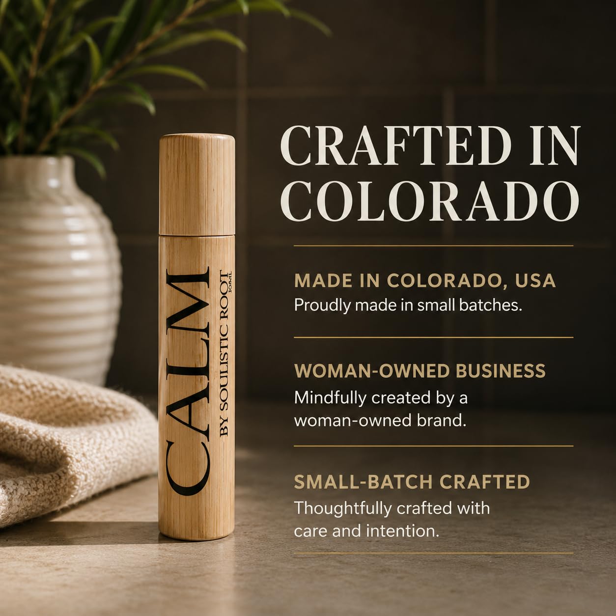 Soulistic Root Calm Essential Oil Roller, Calm Essential Oil Roll On Blend, 10ml Glass Roller- Stress Relief, Essential Oil Blends, Aromatherapy Self Care Products for Women