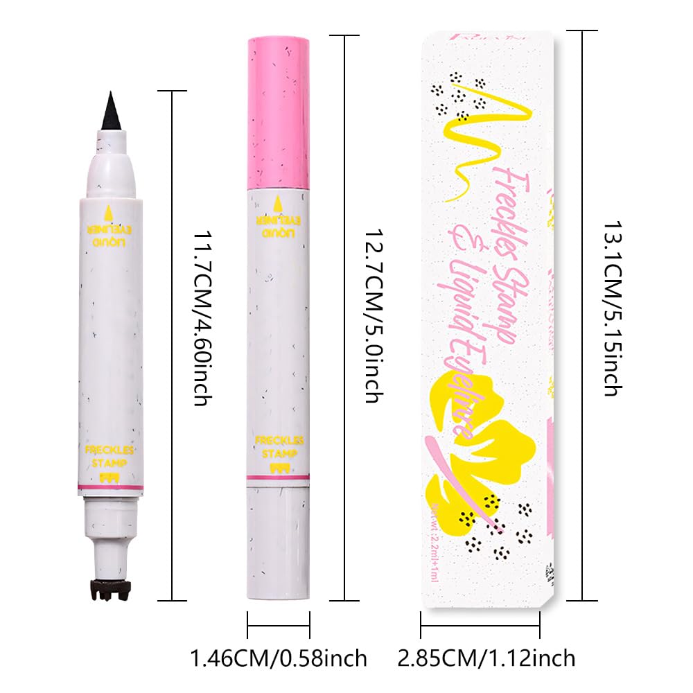 HHLTOH 2in1 Waterproof Liquid Eye Liner, Stay All Day Makeup with Fine Brush Tip, Cute and Delicate Freckle Eyeliner, Smudge-Proof and Transfer-Resistant