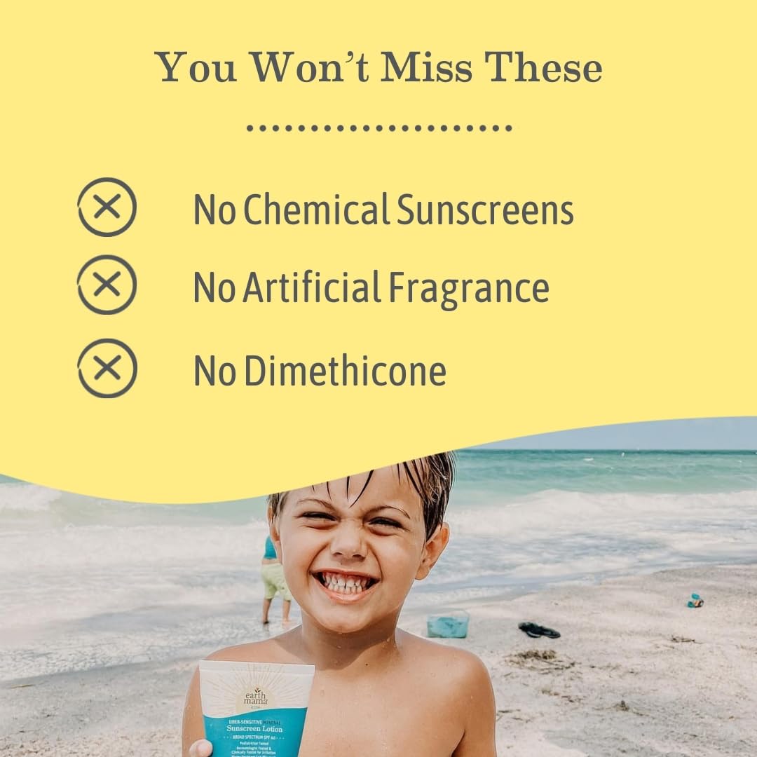 Earth Mama Uber Sensitive Mineral Sunscreen Lotion SPF 40-3oz 2pk - Non-Nano Zinc - Broad Spectrum Sunscreen for Sensitive Skin - Water Resistant Sun Protection for Babies, Kids & Adults