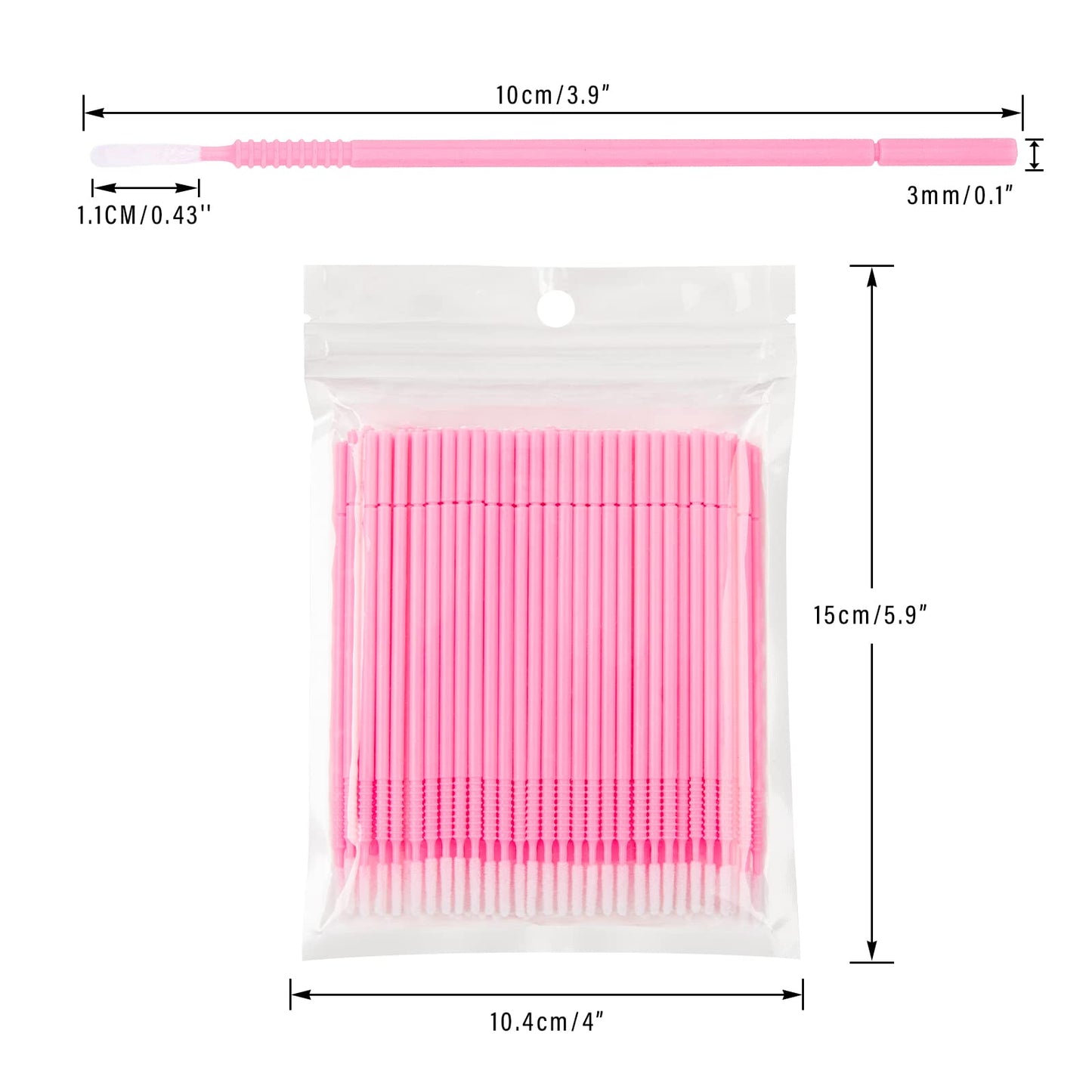G2PLUS Micro Cotton Swabs, 200pcs Disposable Micro Applicator, Microswabs for Eyelash Extensions, Micro Applicator Brush Cleaning Tool for Lashes, Dental, Nails, Eyeliner and Personal Care (Pink)