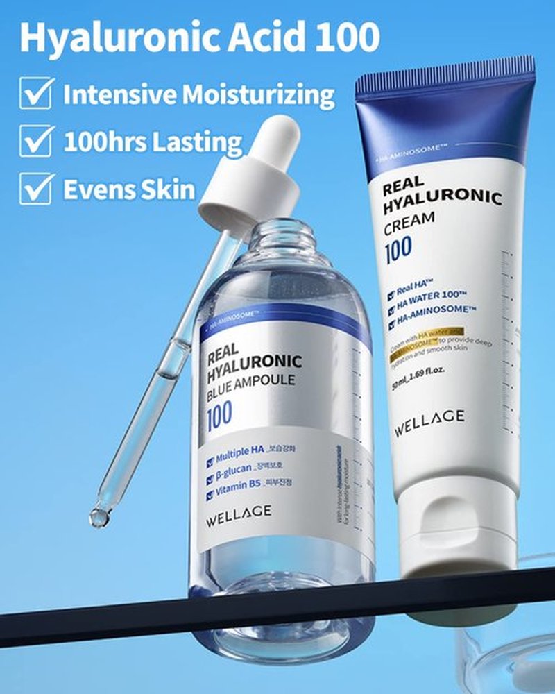 wellage Real Hyaluronic Cream 100-100% Pure Hyaluronic Acid Face Moisturizer - Powerful Moisturizing & Firming for Dry Skin - Lightweight Gel Cream, 1.69oz.