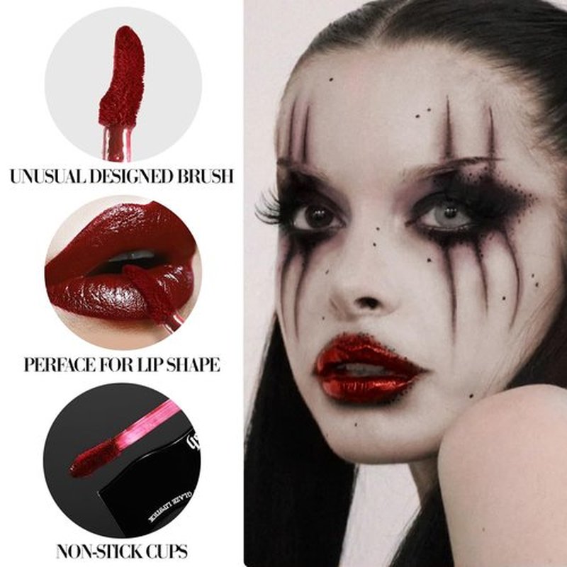 oygcee Gothic Red Lip Gloss - Moisturizing, Long-Lasting, Smudge-Proof & Waterproof | High Pigmented, Vegan, Cruelty-Free, Non-Sticky Glossy Finish for Bold Vampire Looks & Daily Wear
