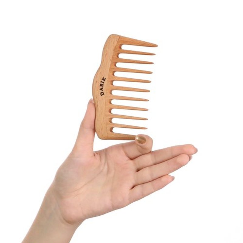 Wide Tooth Wooden Comb | Cepillo Ancho de Madera para Cabello | Natural Hairbrush | Vintage Style Hairbrush | Wood Comb for Gentle Styling | Anti-Static Hair Comb (Oval Wide Tooth)