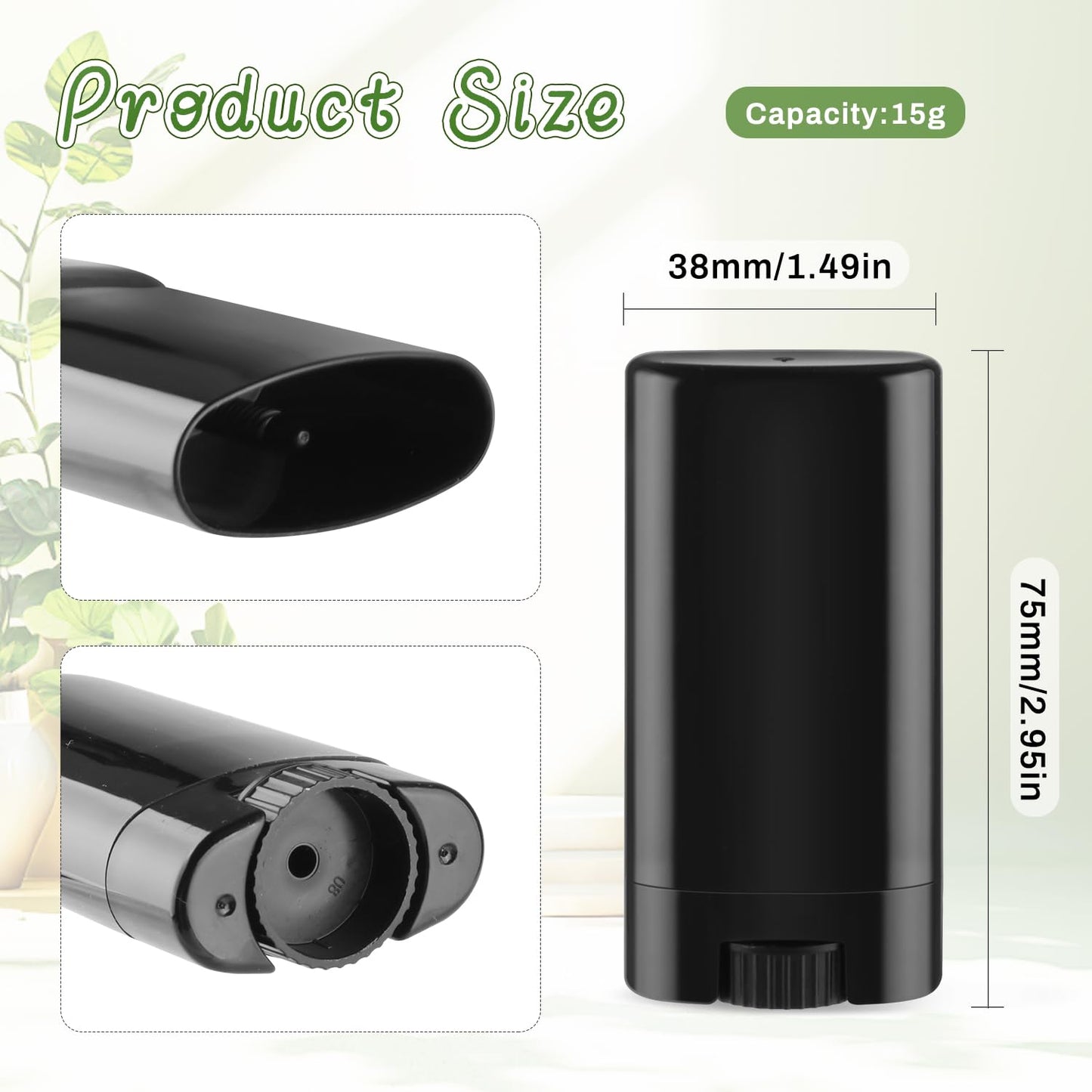 30 Pcs 15ml/0.5oz Empty Lip Balm Tubes Black Plastic Deodorant Containers Travel Refillable Deodorant Tubes Lipstick Tube For DIY Lip Balm Deodorant Aromatherapy