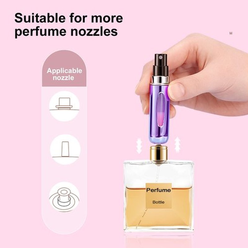 Portable Mini Refillable Perfume Atomizer Bottle Refillable Spray, Atomizer Perfume Bottle, Scent Pump Case, Perfume Atomizer Refillable Travel (5ml, 5 Pack) (Purple, Blue, Breen, Rose Red, Silver)