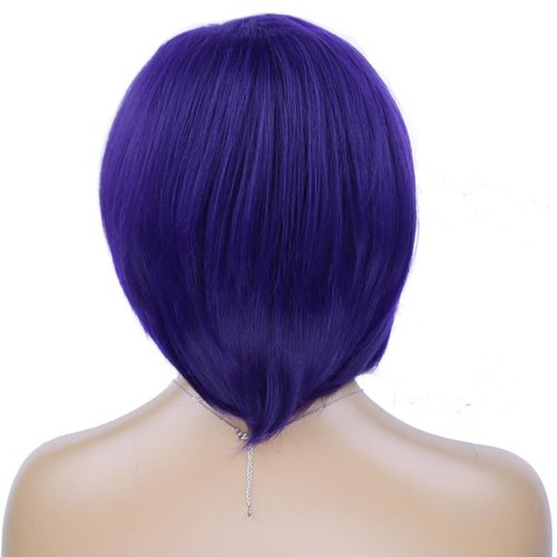 RightOn Orange Wig Short Straight Bob Wig Dark Orange Wig for Cosplay Party Wig Cap and Eye Mask Included (Dark Purple)