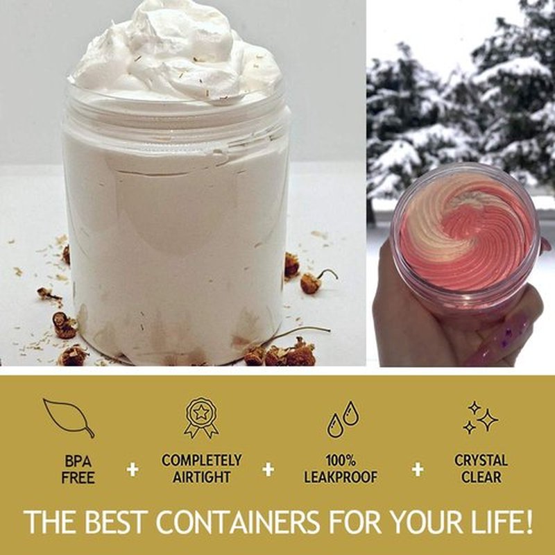 AMORIX 8oz Slime Containers with Lids 8 oz Plastic Containers Jars with White Lids + 20g Sample Containers (Set of 24) Airtight Container for Lip Scrub, Body Butters, Cream, Slime, Craft Storage