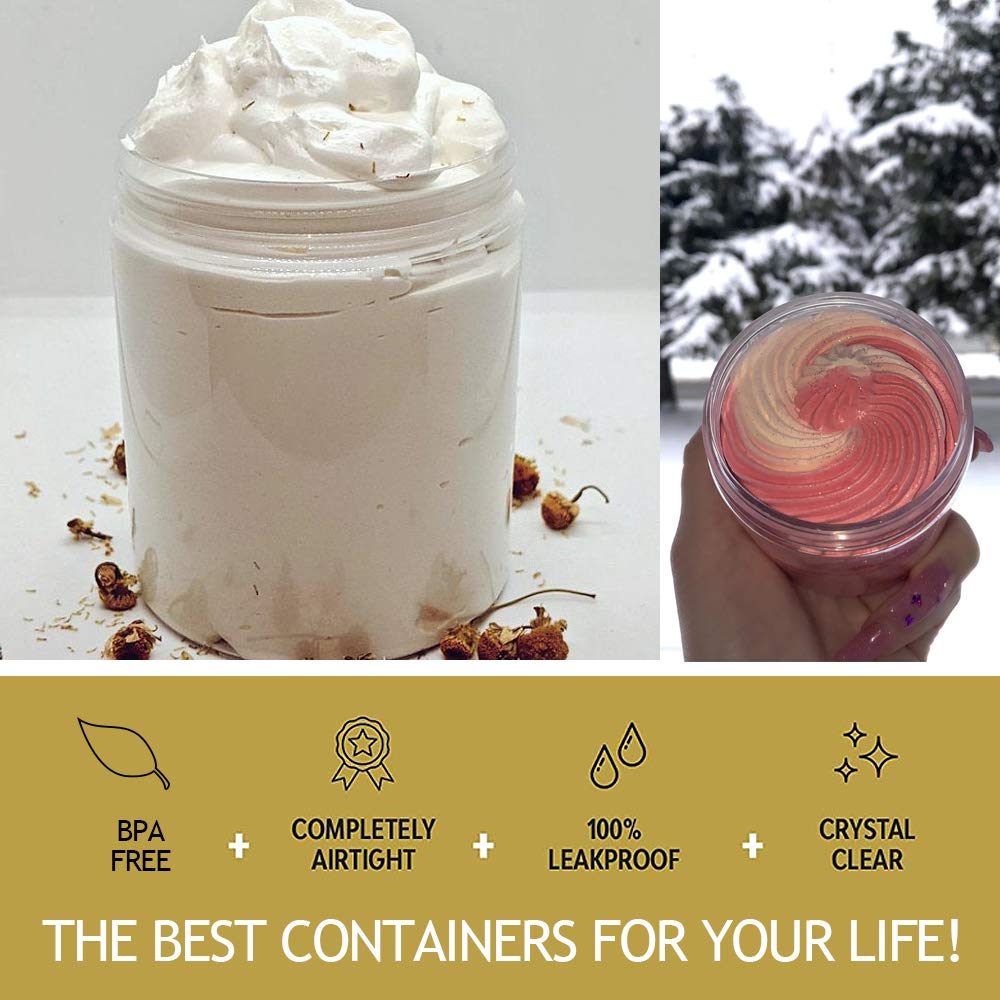 AMORIX 8oz Plastic Jars with Lids 8 oz Plastic Containers with Lids + 20g Sample Containers (Set of 24) Airtight Container for Lip Scrub, Body Butters, Cream, Slime, Craft Storage