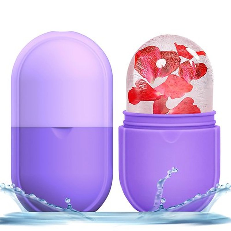 KOGITI Ice Mold for Face, Ice Roller for Face & Eye, Beauty Facial Ice Rollers Ice Holder Mold Face Puffiness Relief Massage Skin Care Tools, Ice Facial Cube (New-Purple)