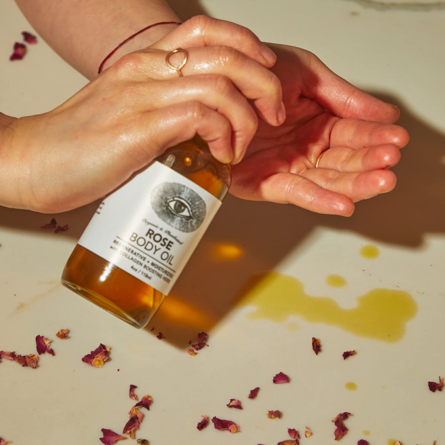 Anima Mundi Apothecary Rose Body Oil - Botanically Dense Adaptogenic Collagen Formula - Made with Organic Moringa & Jojoba Oil for Skin Rejuvenation - Rose Scented & Hydrating (4oz / 118ml)