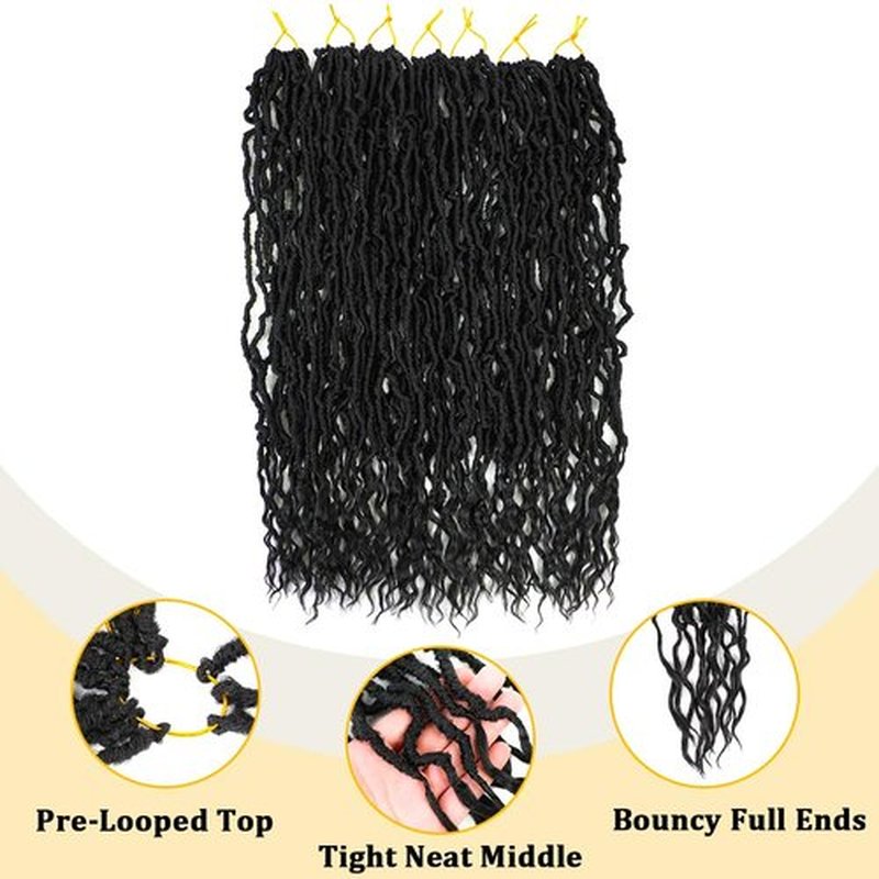 Faux Locs Crochet Hair (26 Inch) XCRUIQO Soft Locs with Curly Ends Goddess Locs Synthetic Boho Crochet Faux Locs for Women Pre Looped (7 Packs, 1B#)