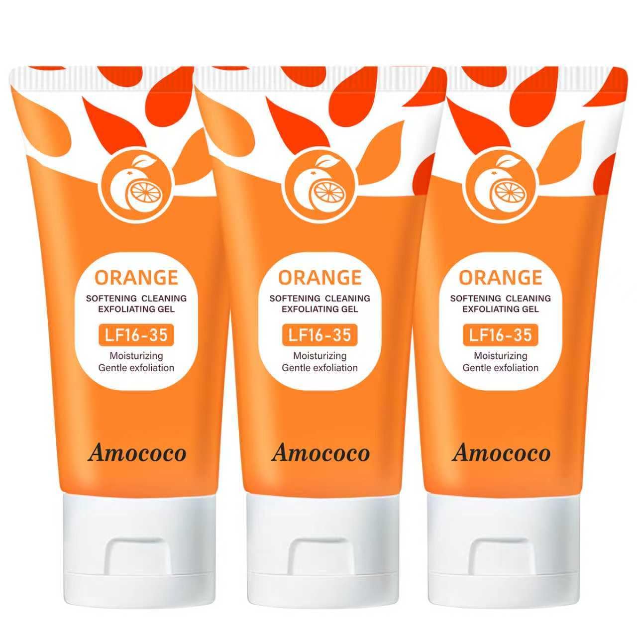 Amococo 3Packs Vitamin C Face Scrub, Exfoliating Gel with Orange to Gently Remove Dead Skin Cells & Excess Oil, Facial Exfoliator for Men & Women, 1.7 oz*3