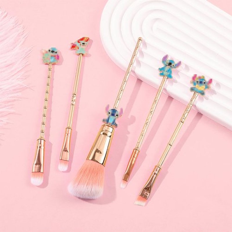 Stich Makeup Brushes Set, WeChip Anime Stich Make Up Brush Set, Stich Stuff for Girls Women（5pcs）