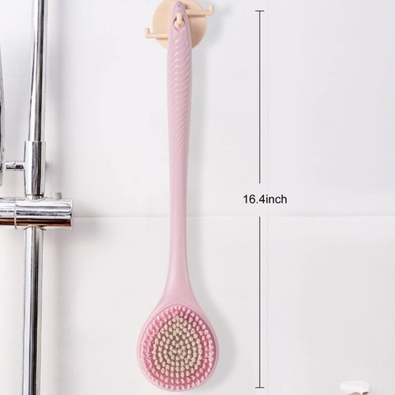 BEDELITE Back Bath Brush Long Handle for Shower - Soft Shower Brush for Men & Women,Back Brush Scrubber(16.4" Long), Skin Exfoliator for Bath Scrubber Body Brush(Pink)