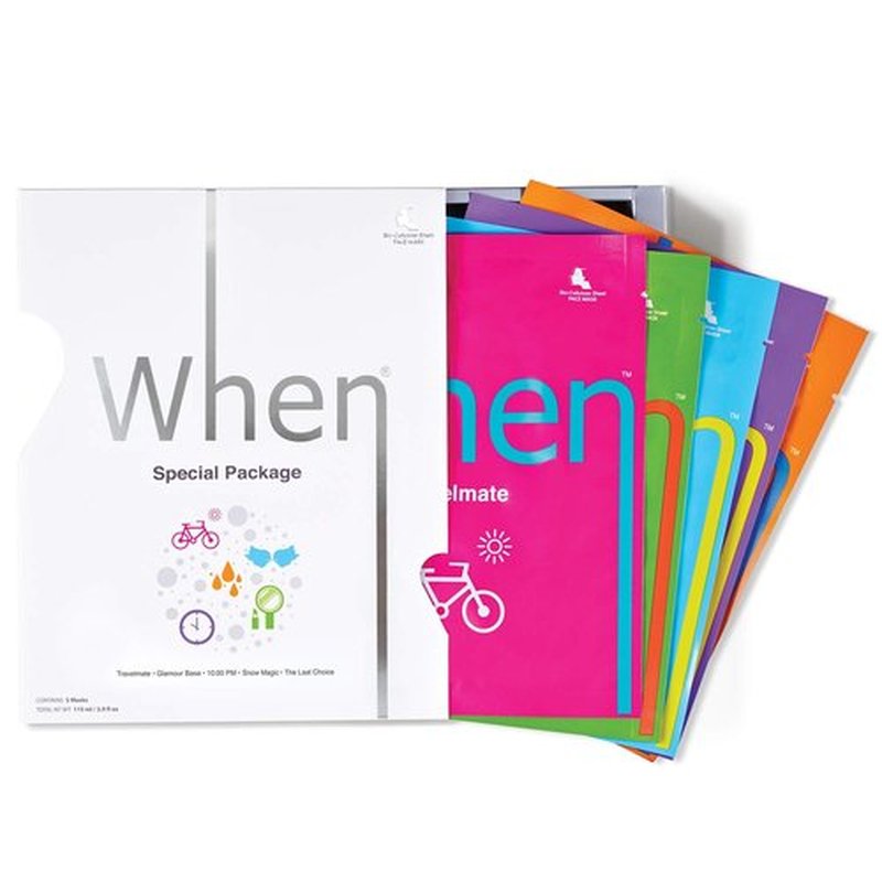 When Special Package Premium Bio-Cellulose Facial Sheet Mask (5 Pack Assortment)
