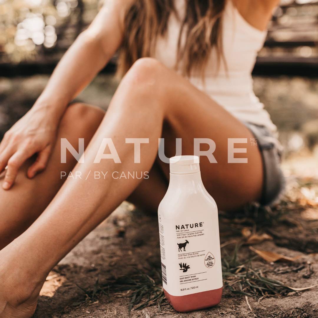 Nature by Canus Goat Milk Body Wash with Shea Butter, silky 16.9 fl oz cleanser for dry skin, fresh Canadian goat milk formula, no parabens