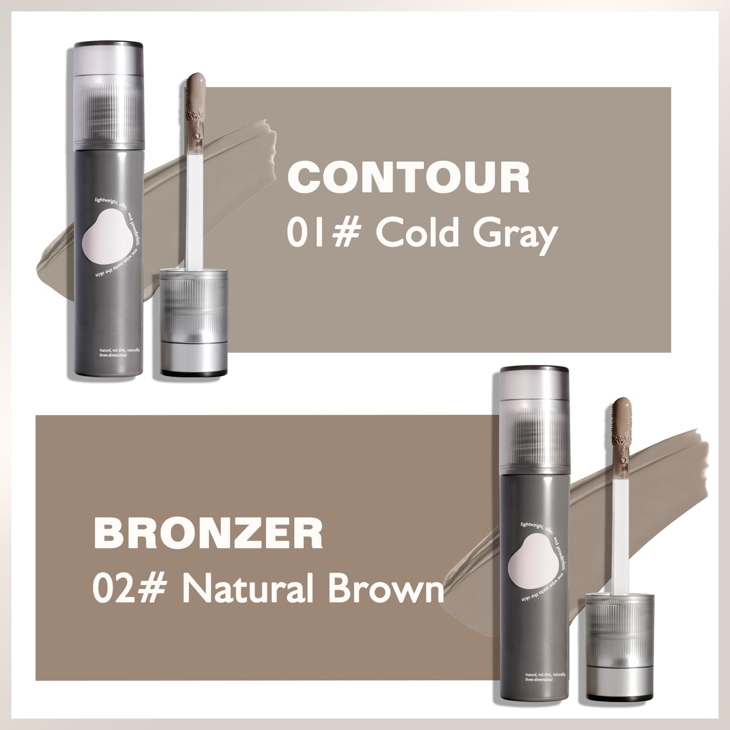 Wugbc Natural Brown Liquid Contour Stick, Cream Bronzer Lightweight Blendable Highly Pigmented Warm Toned Liquid Contouring Makeup for Face Definition Bronzed Glow Natural Look