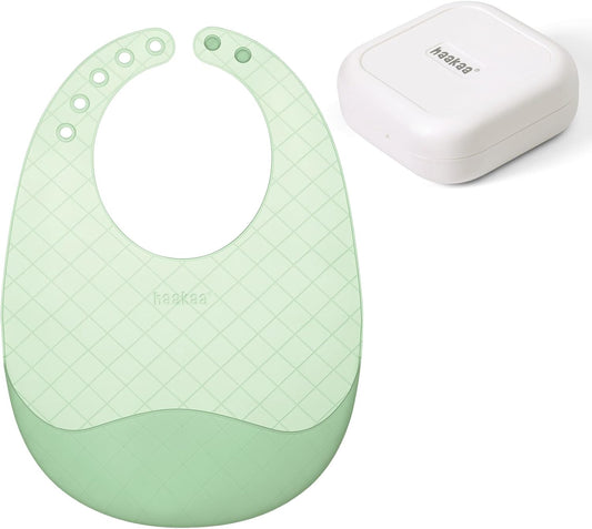 Lightweight Silicone Pocket Bib - Ultra-Light & Foldable Travel Baby Bib with Deep Food Catcher | Adjustable Waterproof Design