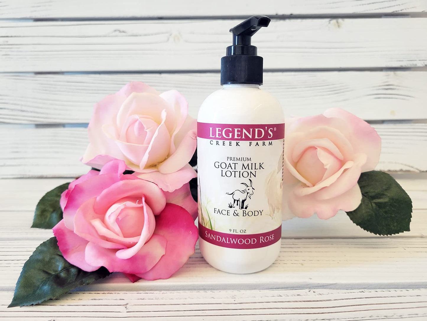 Legend's Creek Farm Goat Milk Lotion, Sandalwood Rose, 9 oz