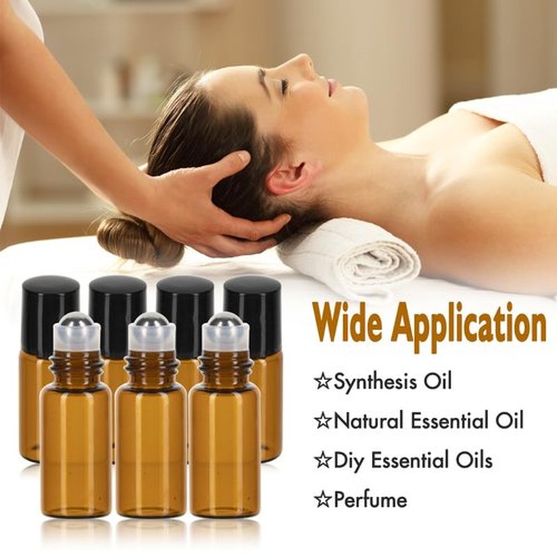 ZEJIA 3ml Roller Bottles 24Pack Amber Thick Glass Essential Oil Roller Bottles Stainless Steel Roller Ball with 2 Droppers