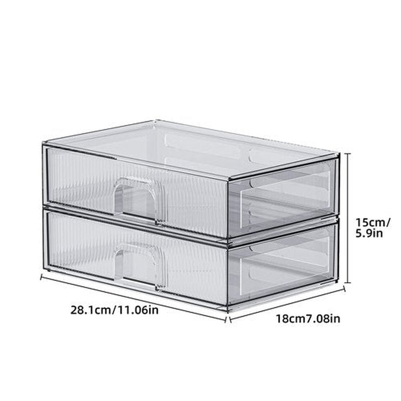 ZHIAI Stackable Storage Drawer, 2 Piece Acrylic Organiser for Cosmetics and Beauty Products, Suitable for Dressers, Bathrooms, Cabinets, Storage Rooms, Bedrooms and Home Organisers