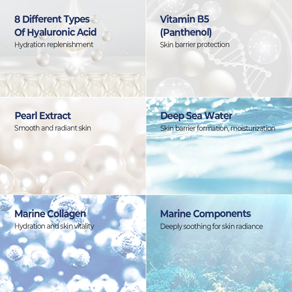 Klavuu BLUE PEARLSATION 8 Hydra Marine Ampoule - Enriched with Hyaluronic Acid for Dual-Layered Skin Hydration & Panthenol Nourishment - Ideal for Sensitive Skin Types – 1.69 floz
