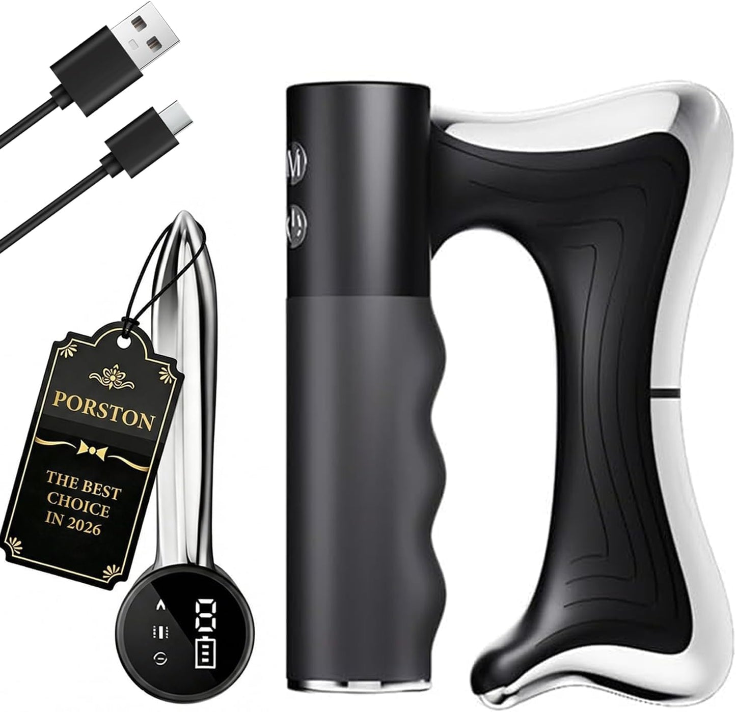 Heated Muscle Scraper Tool, Electric Full Body Contouring Device, Gua Sha Massager and Fascia Knife for Deep Tissue Relaxation, Portable Arm Leg Back Neck Waist Care with LED Display