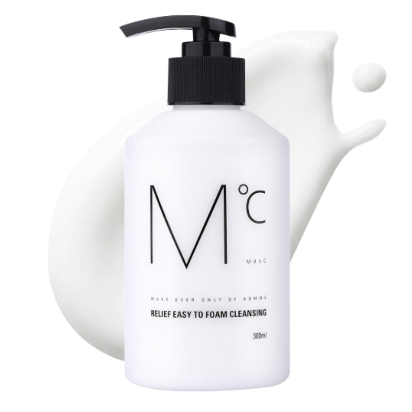 Mdoc Korean Men's Face Wash, Relief Easy Foam Cleanser, 3-in-1 Facial Cleanser for Shaving & Makeup Removal, Cream-to-Foam Pump Cleanser with 10% Cleansing Oil Blend, Korean Vegan Certified, 300ml