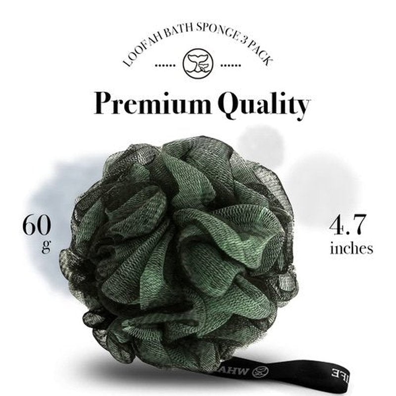Loofah Sponge Bath Sponge for Women Men 4 Pack (Purple Brown Green Blue)