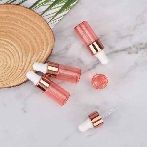 Wresty 15 Pcs Pink Glass Dropper Bottle Essential Oil Dropper Bottles Mini Glass Vials Cosmetic Liquid Container Perfume Aromatherapy Sample Bottles With Glass Eye Dropper (3ml (3/4 Dram))