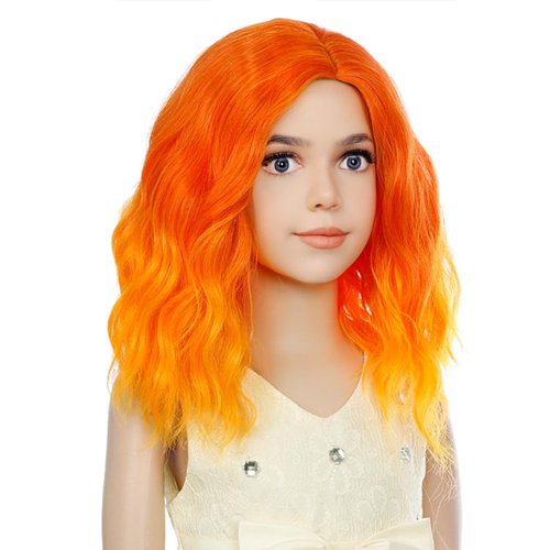 PATTNIUM Kids Fire Wig Short Ombre Orange Wig for Girls Cosplay Halloween Party Costume Synthetic Flame Wig Child Size (Ombre Orange)