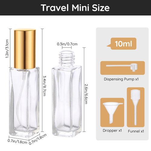Segbeauty Perfume Travel Refillable, 5pcs 0.34 oz Portable Perfume Bottle, Empty Glass Sprayer Perfume Replacement Bottles for Travel Scent Toiletries Pump Bottle