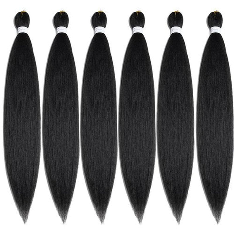 BALINGHAIR Pre-Stretched Braiding Hair Extensions Natural Black High Temperature Braids Hair 28 Inch(1B-6Packs)