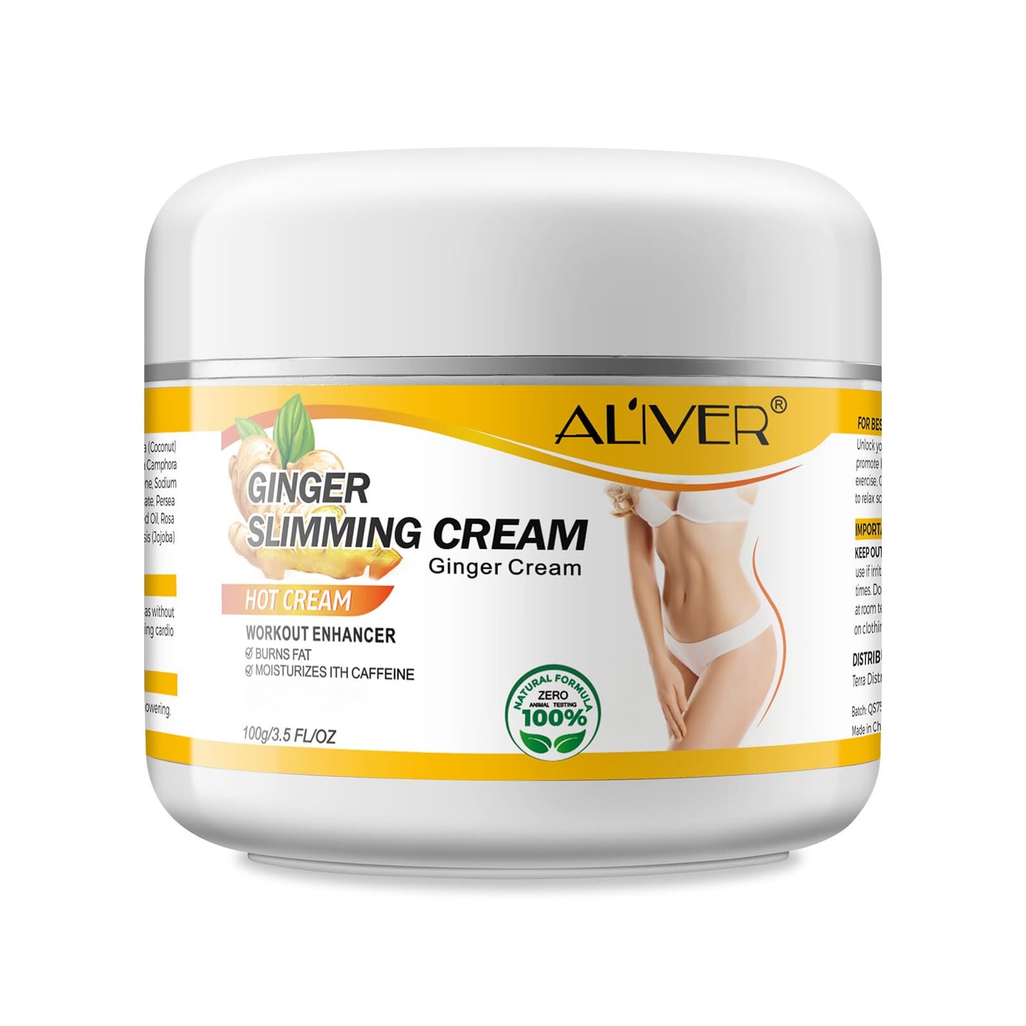 ALIVER Fat Burning Cream Lose Weight Fast for Women, Ginger Slimming Lotion That Burns Stomach Body Fat, Cellulite Cream for Thighs, Belly and Butt