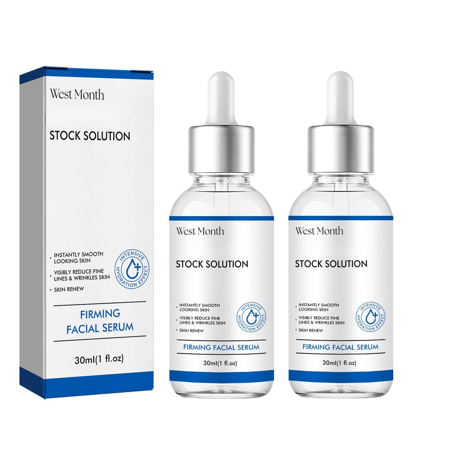 West Month Firming Facial Serum, Skincare Stock Solution, Stock Solution Facial Serum, Wrinkle & Fine Line Reducer, Anti-Aging Deep Wrinkle Repair Serum for All Skin Types (2PCS)