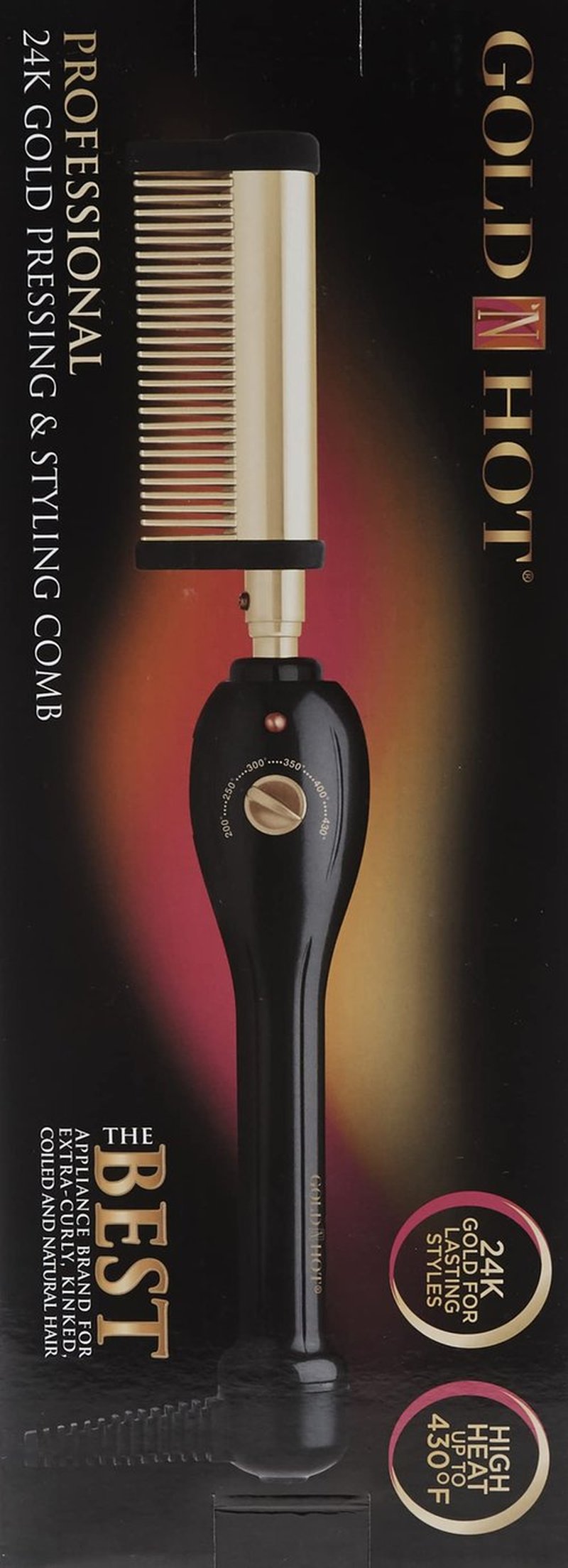 Gold N Hot Professional Styling Comb with Mtr (Multi-Temp Regulator) 200F - 430F (Pack of 4)