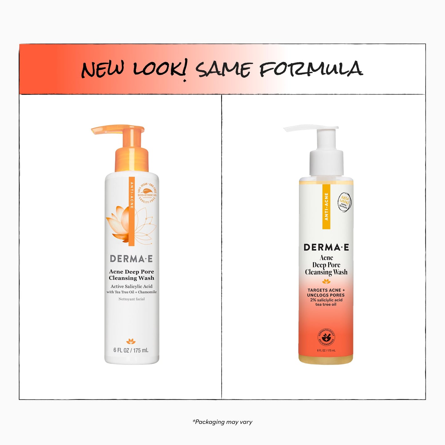 Derma E Acne Deep Pore Cleansing Wash – Blemish Control Facial Cleanser with Salicylic Acid - Gentle Oil Control Face Wash Soothes and Balances Skin, 6 fl oz