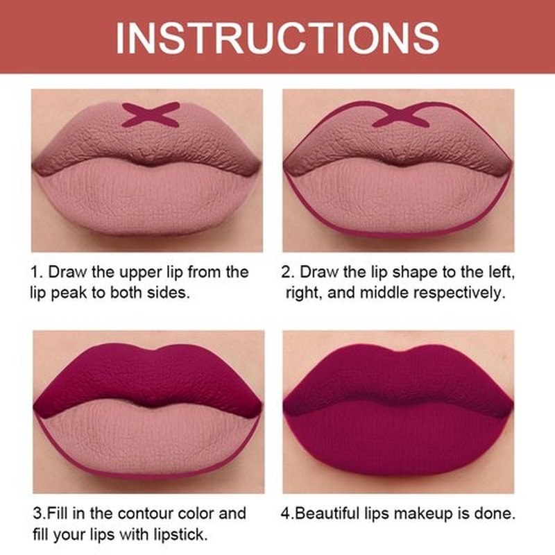 2 in 1 Plum Purple Matte Lip Liner & Lipstick Combination, DNM Metallic Dual Ended Lipstick, Lip Liner, Lip Gloss, 24 Hour all Day Long-Lasting Waterproof Lipliners Pen for Women Lip Makeup Gift 05#