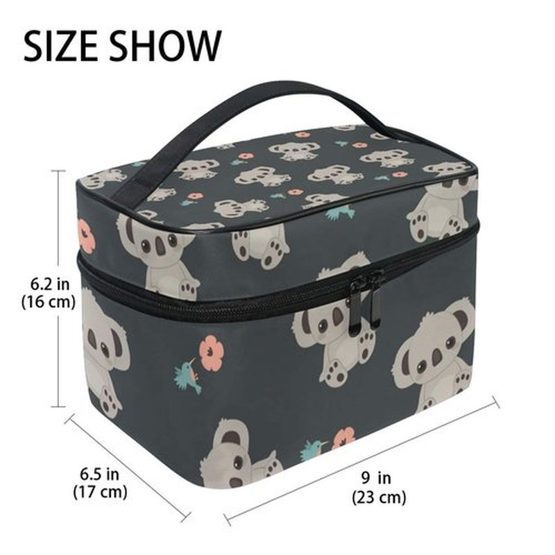 senya Cosmetic Bag Cartoon Koala Travel Makeup Organizer Bag Portable Train Case for Women Girls