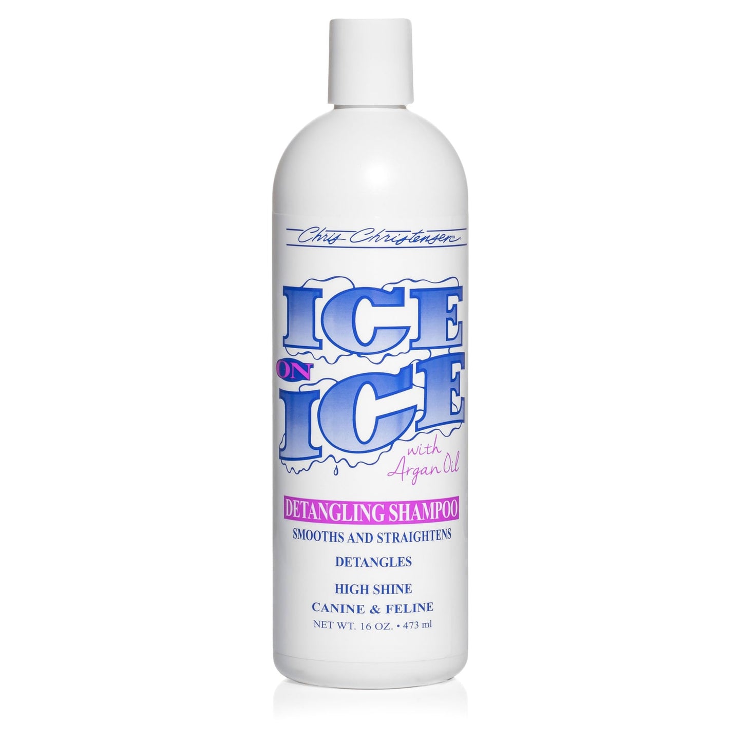 Chris Christensen Ice on Ice Strengthening Dog Shampoo, Groom Like Professional, Revives Dry, Damaged Coats & Strands, All Coat Types Made in USA 16oz