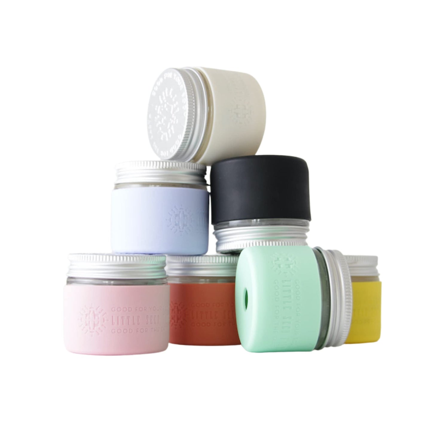 Little Seed Farm Protective Silicone Sleeves for Jars - 2-Pack - Terracotta Red