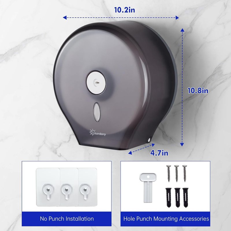 Wall-Mounted Toilet Paper Holder - Jumbo 9" Dispenser for Commercial Bathrooms | Sleek Black Design